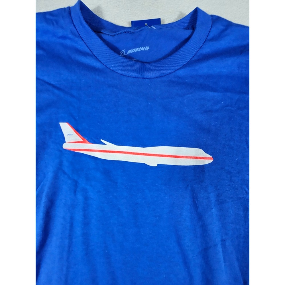 Boeing 747 Forever Incredible Tee Royal Blue Graphic T-Shirt Mens Large New
